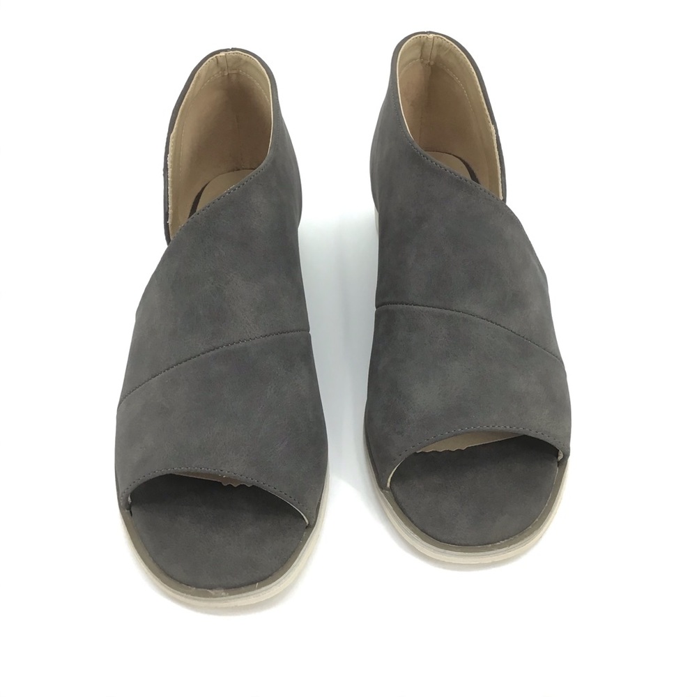 JG Quelin Gray Open Toe Faux Suede Shoes